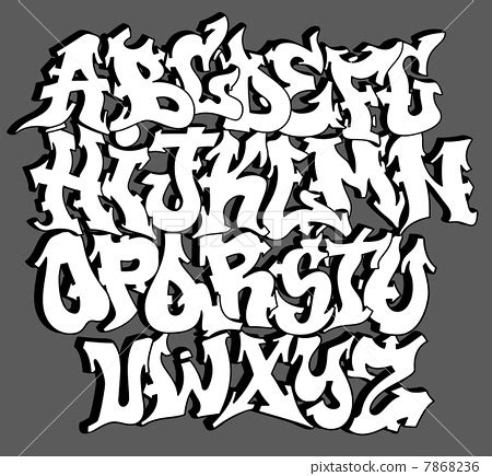 Graffiti font alphabet letters. Hip hop type... - Stock Illustration ...