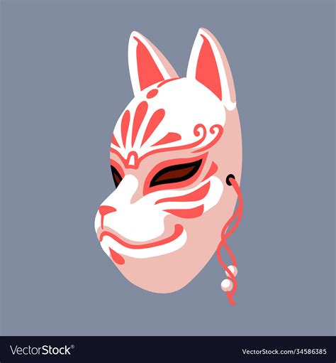 White traditional japanese kitsune mask Royalty Free Vector