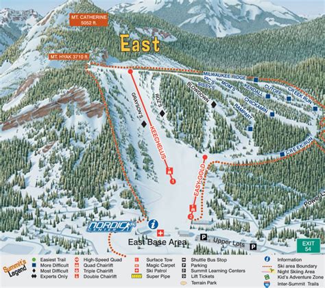 The Summit at Snoqualmie Summit East Ski Trail Map - Snoqualmie Pass Washington United States ...