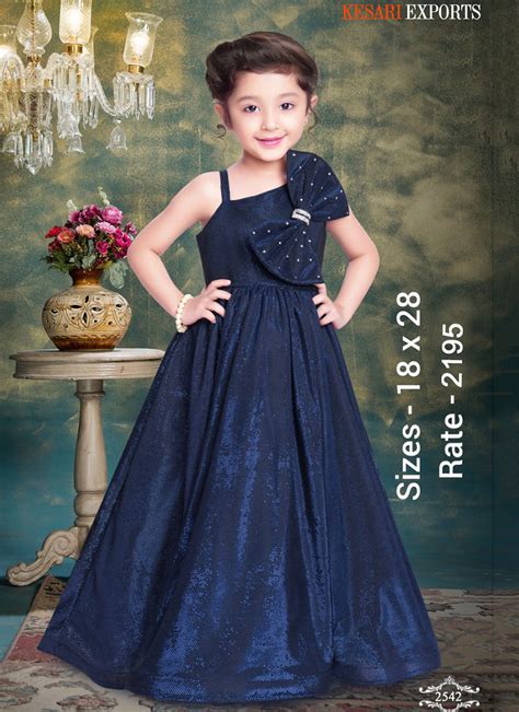 Party Wear Blue Designer Girls Gown Price Mention Of 6 Pcs Catalog