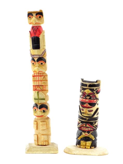 Antique 2 Piece Northwest Coast Carved Totem Pole Native American Auction