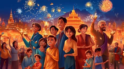 Premium AI Image | Happy indian family celebrating Diwali festival Generative Ai