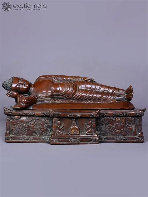 16" Parinirvana Buddha Copper Statue from Nepal | Exotic India Art