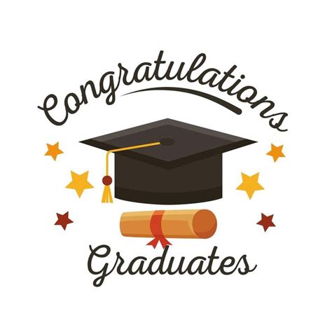 congratulations graduates cap and diploma with stars around it