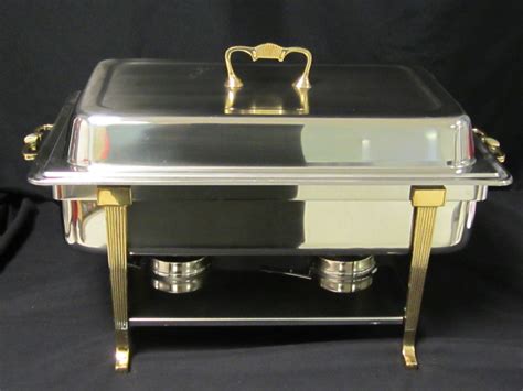 Food Warmer Chafing Dish Gold Trim 8qt c/w lid | Rent N' Party