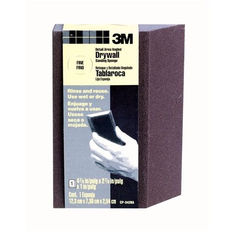 3M 2.875 in. x 4.875 in. x 1 in. 120 Grit Fine Angled Drywall Sanding Sponge-CP-042NA - The Home ...