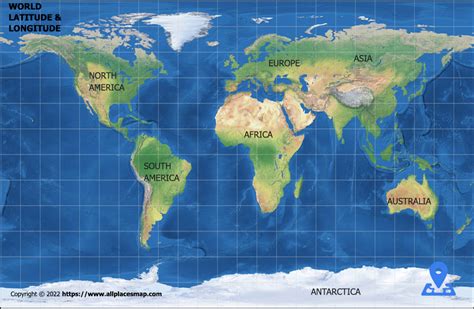 World Map With Latitude And Longitude Laminated (36 W X 23, 55% OFF