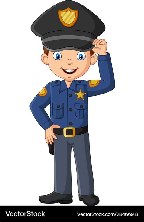 Cartoon smiling officer policeman standing Vector Image