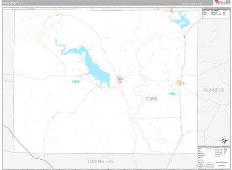 Coke County, TX Wall Map Premium Style by MarketMAPS - MapSales.com