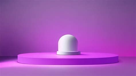 Premium AI Image | 3d render of white round cylinder with purple podium on purple background ...