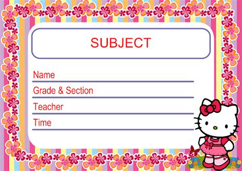 Editable Subject Label Hello Kitty Character - Printable PNG Frames ...