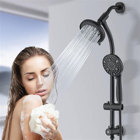 UCLIMAA Rainfall Shower Head with Handheld Shower Spray, with 26" Drill Free Adjustable Height ...