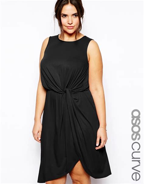 ASOS Curve | ASOS CURVE Exclusive Drape Dress With Knot Detail at ASOS