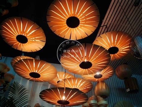 Fashion Led Handmade Veneer Pendant Light Bamboo Living Room Lights Restaurant Lamp S Pendant ...