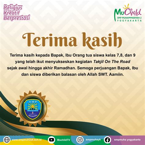 Ucapan Terima Kasih Atas Partisipasi Dalam Muchild Takjil On The Road 1443H – SMP Muhammadiyah 2 ...