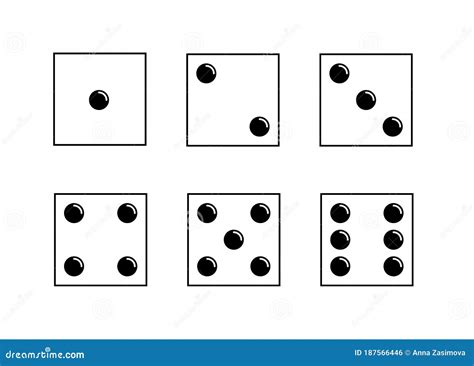 Dice Icons Set. Traditional Die with Six Faces of Cube Marked with ...