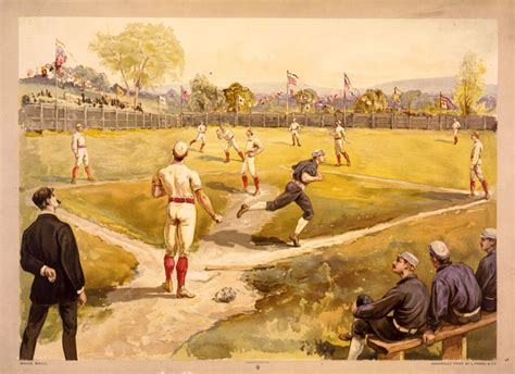 Baseball History: 19th Century Baseball: Image: Color print of early ...