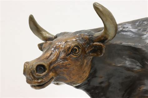 Stock Market Bronze Bull Sculpture Vintage Statue Bullish, Wagner