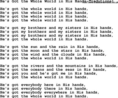 Christian Childrens Song: He's Got The Whole World In His Hands ...