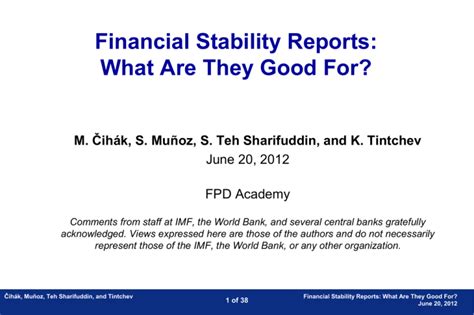 Financial stability reports - how to make them