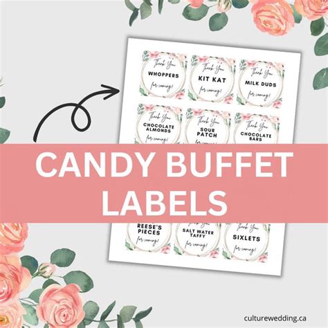 Feminine Printable Candy Buffet Labels For Weddings – Culture Weddings Printable Store