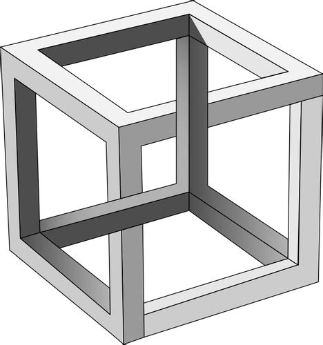 MC Eschers impossible cube in grayscale vector clip art | Public domain ...