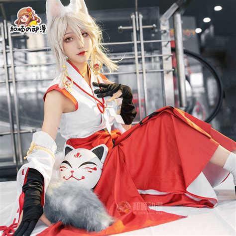 Heshun Genshin Impact lnazuma Kitsune Saiguu Cosplay Kimono Dress Women ...