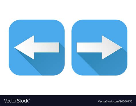 Right and left arrows square blue signs Royalty Free Vector