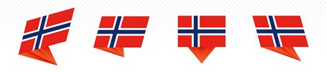 Flag of Norway in modern abstract design, flag set. 10694691 Vector Art ...