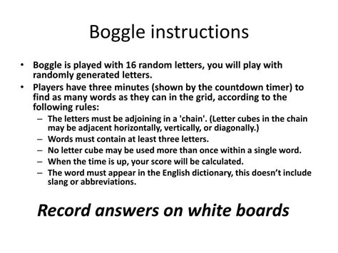 PPT - Boggle instructions PowerPoint Presentation, free download - ID:2650040