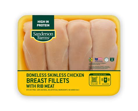 Sanderson Farms, Boneless Skinless Chicken Breast Fillets with Rib Meat, 3.0 - 4.0 lb - Walmart.com