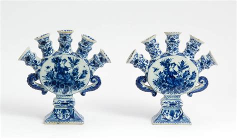 •D18001. Pair of Blue and White Flower Vases – Aronson Antiquairs of Amsterdam | Delftware ...