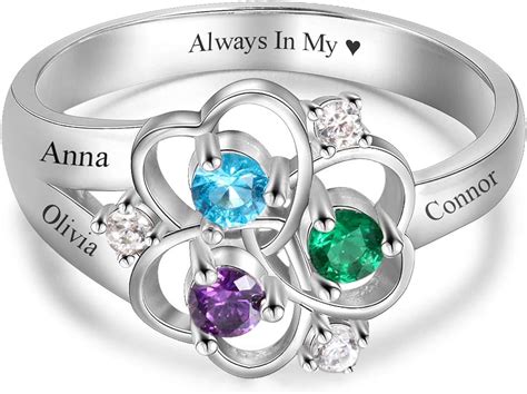 Amazon.com: Love Jewelry Personalized 925 Sterling Silver Mothers Rings ...