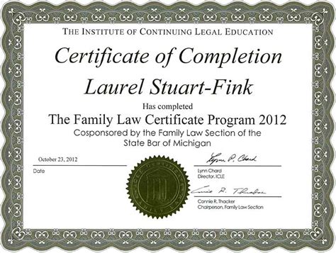 Family Law Certificate - Laurel Stuart-Fink, PLLC