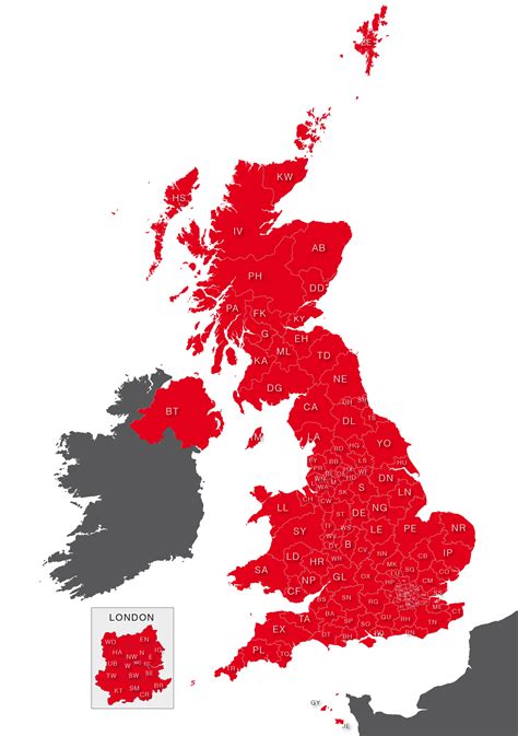 Map of UK postcodes - royalty free editable vector map - Maproom