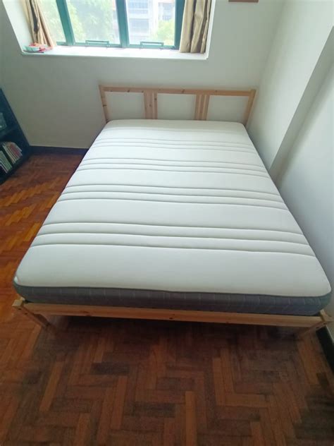 UP 700 IKEA Queen Size Hovag Mattress & frame, Furniture & Home Living ...