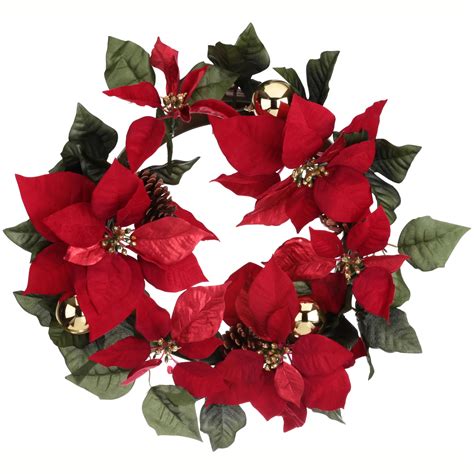 Red Poinsettia Christmas Wreath - Walmart.com