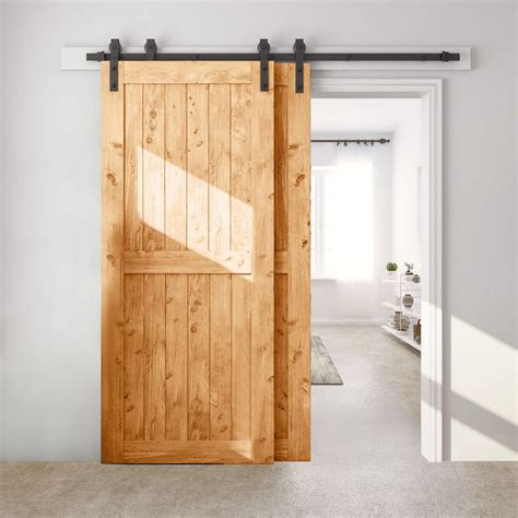 Bronco Hardware Heavy Duty Single Track Bypass Barn Door Hardware Kit 7FT, Perfect for Closet ...