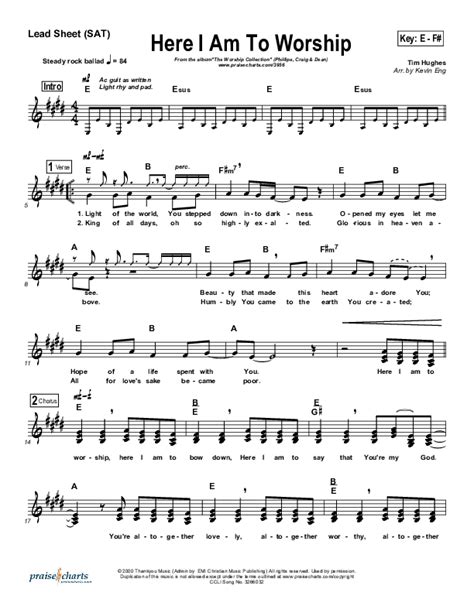 Here I Am To Worship Sheet Music PDF (Phillips Craig & Dean) - PraiseCharts