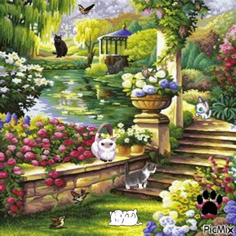 jardin à chats | Garden painting, Garden art, Art pictures