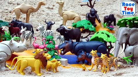 Playmobil Wild Animals Fun Toys in the sandbox - Learn Animal Names For Kids - YouTube