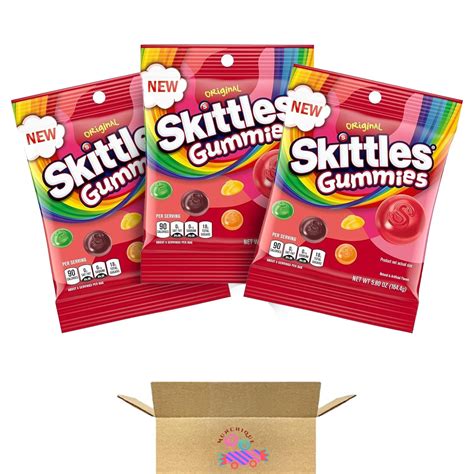 Amazon.com : SKITTLES Gummy Candy Original 5.8oz Peg Bag (3 pack) - 17. ...