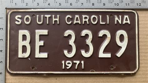 1971 South Carolina license plate BE 3329 YOM DMV clear Ford Chevy Dodge 3383 | eBay