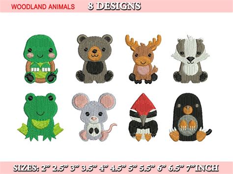 Woodland Baby Animals Embroidery Designs Set of 8 Woodland | Etsy