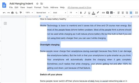 How to do a Hanging Indent in Google Docs - ILIFEHACKS