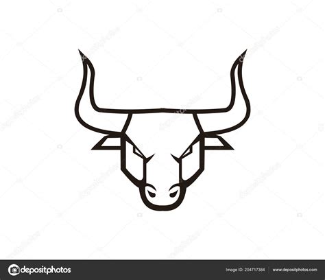 Bull Horn Animal Silhouette Farm Icon Isolated Flat Illustration Vector ...