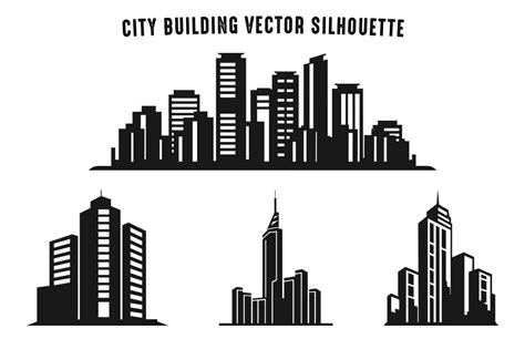 City Building Silhouette vector set, City Buildings Logo vector icon ...