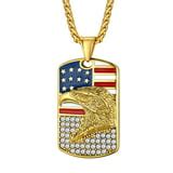 Subdued American USA Flag Black White Military Tactical Antiqued Oval Charm Pendant with Chain ...