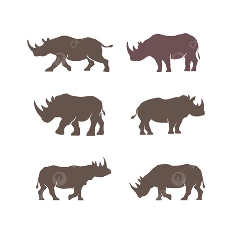 Black Rhinoceros Silhouette Vector PNG, Rhinoceros Silhouette Collection Vector Illustration On ...