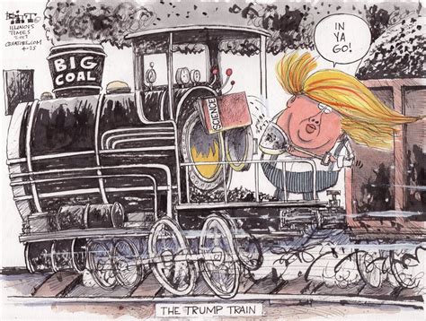 Political Cartoon U.S. Trump train big coal mining science | The Week